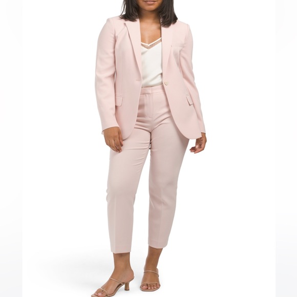 NEW Theory Staple Classic Crepe Single-Button Blazer pink salt - Picture 5 of 7